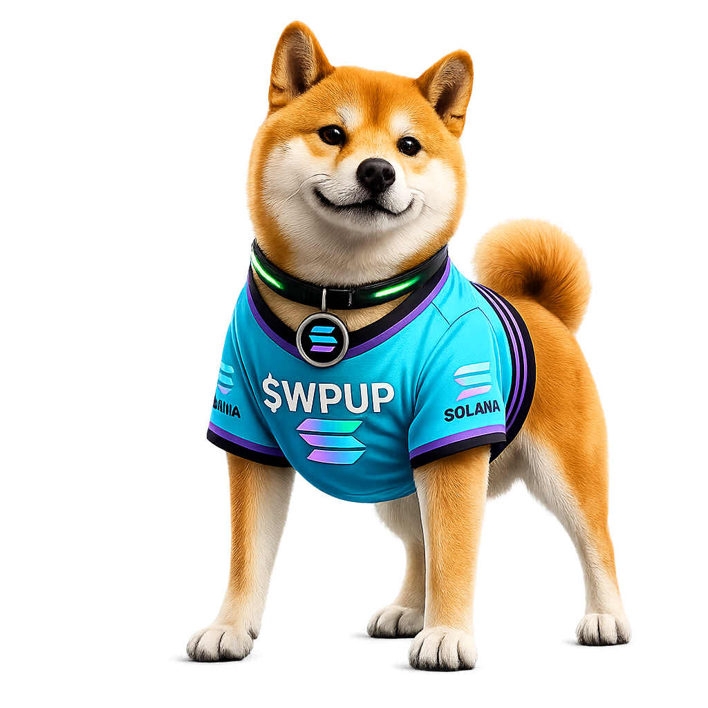 Shiba Inu in blue $WPUP soccer jersey — The Midfielder