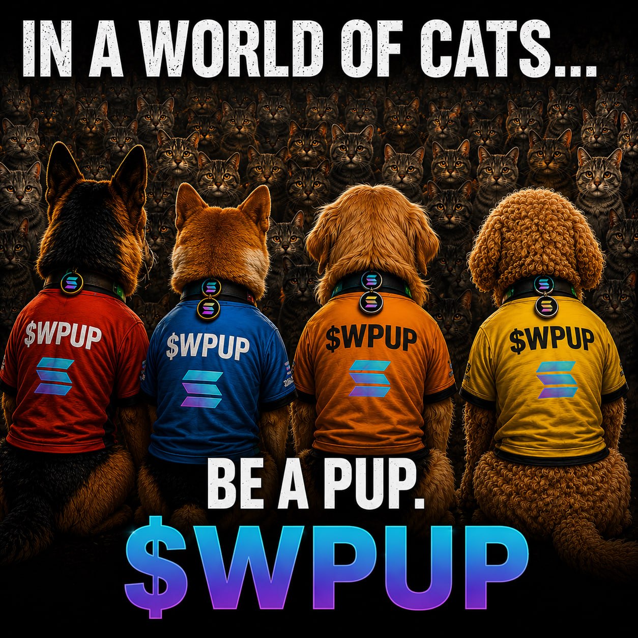 Champions — $WPUP dogs celebrating with the Pup Cup trophy